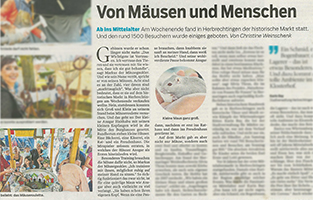  - Presseartikel, Zeitungsartikel, Markus der Mäusegaukler, Mäuseroulette, aus der Heidenheimer Zeitung ankündigung für Herbrechtingen.