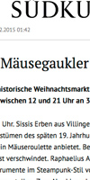 Presseartikel, Blumberg, historischer Weihnachtsmarkt, Markus der Mäusegaukler, Mäuseroulette