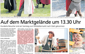 Presseartikel Mittelaltermarkt Schloss Glatt bei Sulz am Nekar 2014