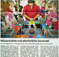 Presseartikel Mittelaltermarkt Zoo Tübingen, Markus der Mäusegaukler, Mäuseroulette