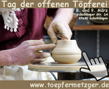 Flyer Tag der offenen Töpferei, Töpfer Metzger, Justinger Töpferei