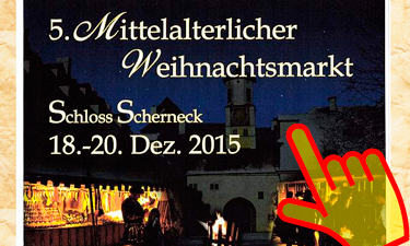 Flyer mittelalterlicher Weihnachtsmarkt Schloss Scherneck