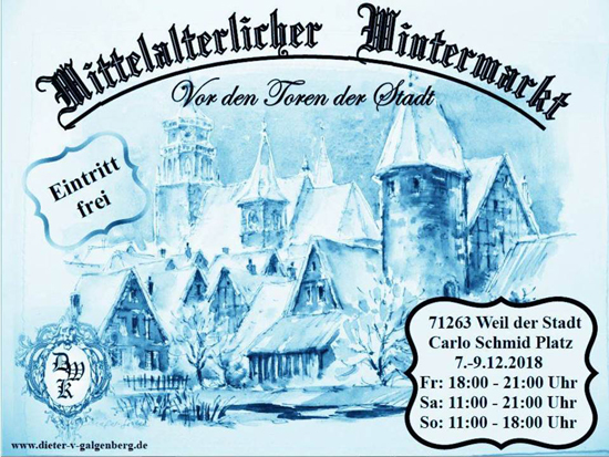 Bild Flyer Mittelalterlicher Wintermarkt Weil der Stadt, Kepler Weihnachtsmarkt, Kepler