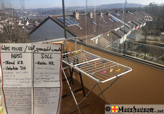 Bild vom Balkon und der Liste was es noch alles zum tun gäbe.