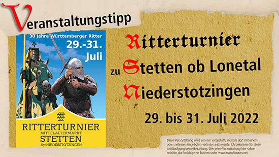 Bild mit der Werbung für Stetten ob Lonetal vom 29. bis 31. Juli 2022