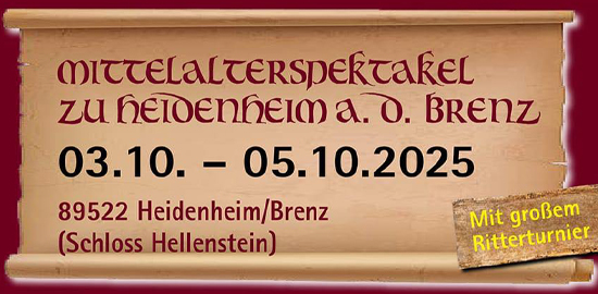 Hinweis auf dem Mittelaltermarkt auf Schloss Helleinstein in Heidenheim
