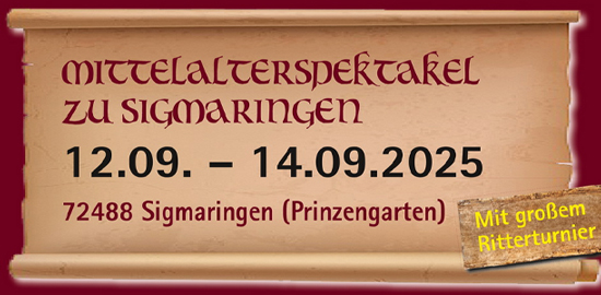 Werbung für das Mittelalterspektakel zu Sigmaringen