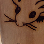 Bilder vom Brandstempel, Brennstempel mit dem Mäuselogo und den ersten Versuchen damit zu arbeiten.