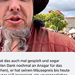 Mittelalterspektakel auf Burg Harburg in Harburg Schwaben. Mit dabei Mäuseopa Ansgar von Haithabu.