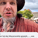 Mittelalterspektakel auf Burg Harburg in Harburg Schwaben. Mit dabei Mäuseopa Ansgar von Haithabu.
