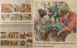  - Presseartikel, Zeitungsartikel, Markus der Mäusegaukler, Mäuseroulette, aus der Donau Zeitung 1000 Jahre Unterliezheim.